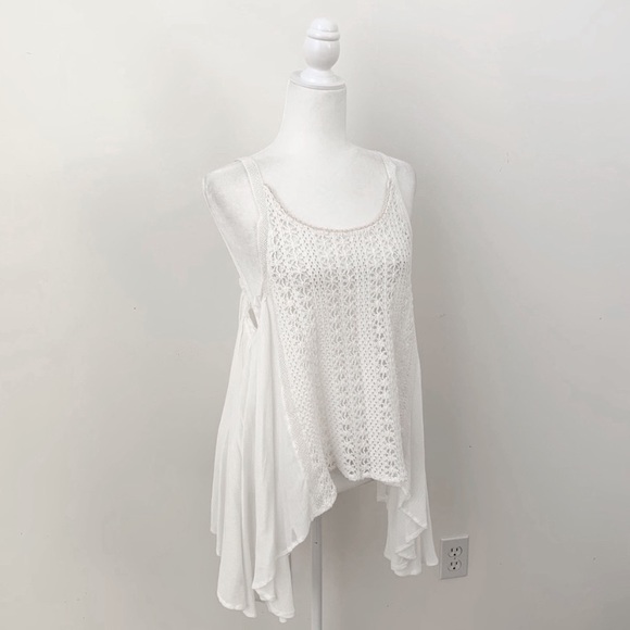 NWT Vintage Havana White Boho Asymmetrical Top - Picture 1 of 8